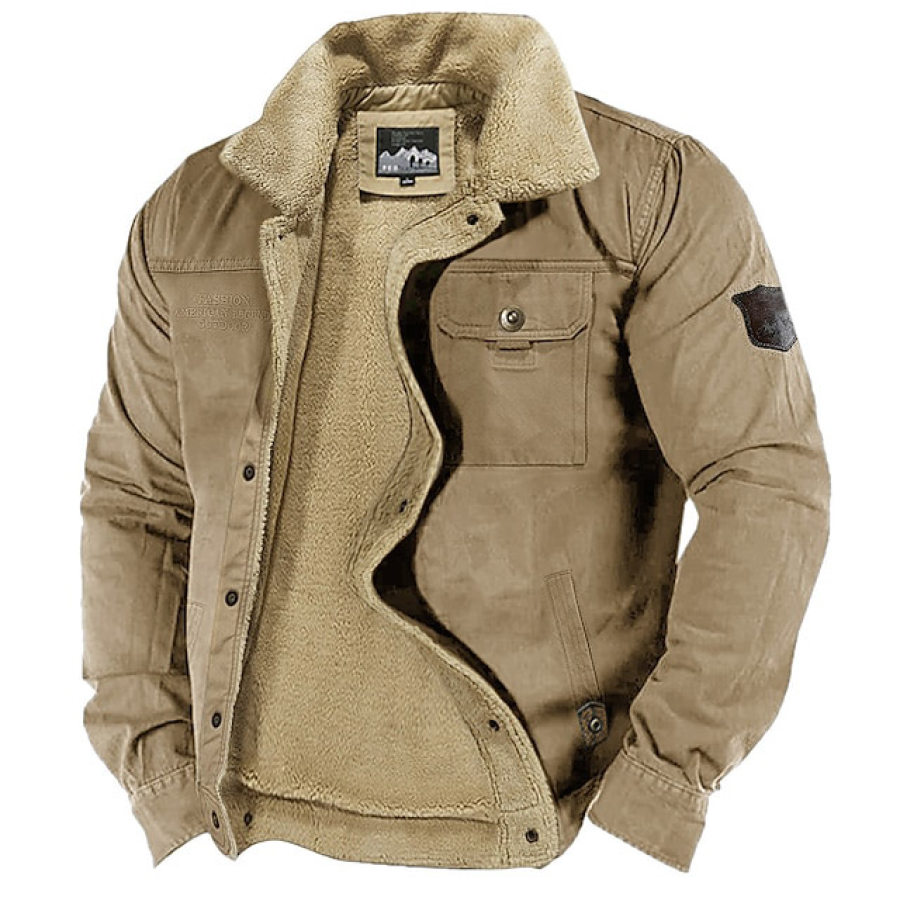 

Manteau D'extérieur En Polaire épaisse Avec Poche En Peau De Mouton Pour Hommes