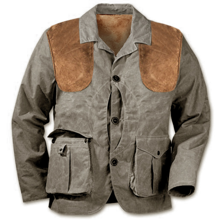 

Veste De Travail Vintage Pour Hommes Processus De Lavage à La Cire Impression Couleur Contrastée Daim Cargo Blazer Doublure Polaire Manteaux