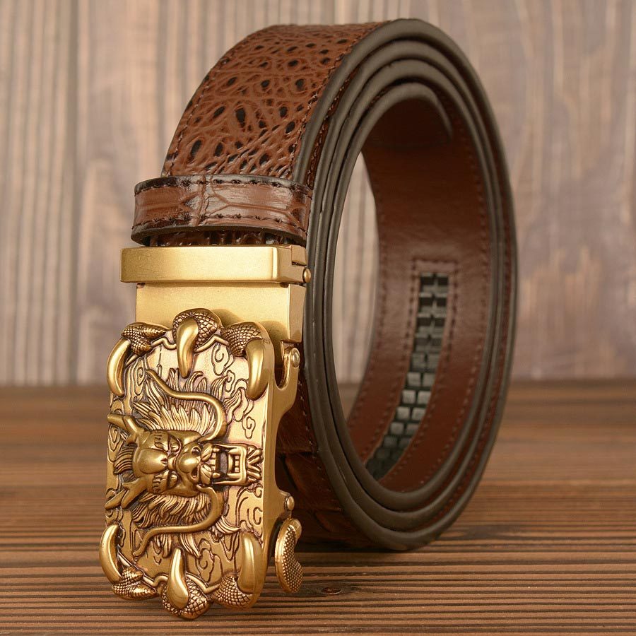 

Ceinture à Boucle Automatique Pour Hommes Motif Crocodile Rétro