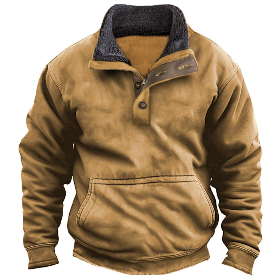 

Sweat-shirt Vintage En Polaire à Col Demi-ouvert Pour Hommes
