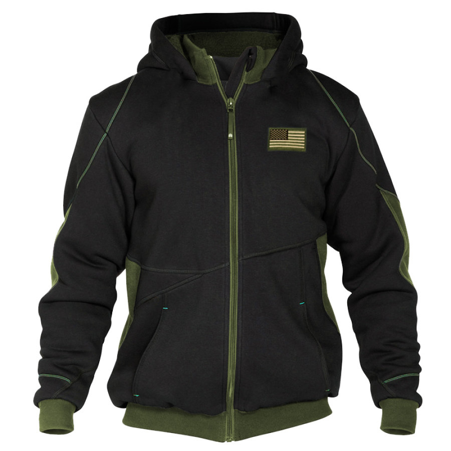 

Chaqueta Deportiva Con Capucha Y Cremallera Completa Para Hombre Con Bloques De Color De Bandera Estadounidense