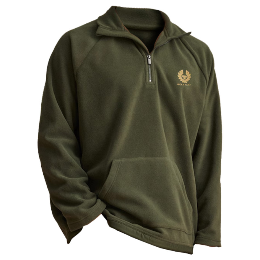 

Sweat-shirt Vintage En Polaire à Col Demi-ouvert Pour Hommes