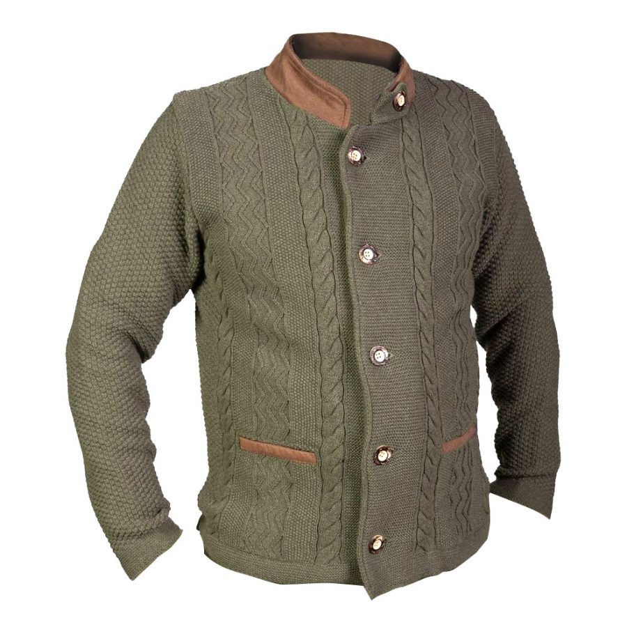 

Cárdigan De Chaqueta Cálida De Color Contrastante Con Cuello Alto De Punto Vintage Para Hombre