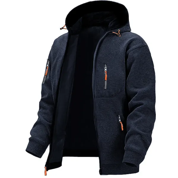 Men's Daily Casual Zip Hoodie Outerwear Streetwear Hoodies Navy Blue Dark Gray Gray Hooded Pocket Going Out Streetwear - Cotosen.com
