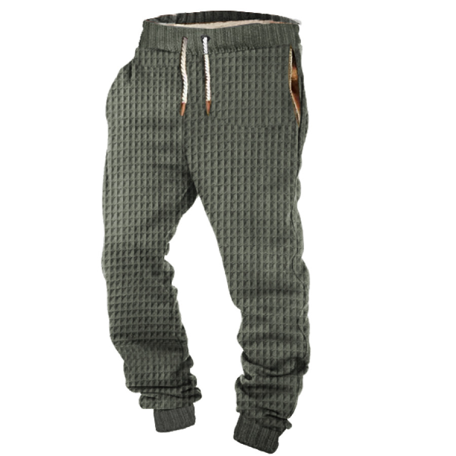 

Pantalones Casuales De Gofre Para Hombre Forro Polar Retro Pantalones Térmicos Pantalones De Invierno Para El Hogar Pantalones Deportivos