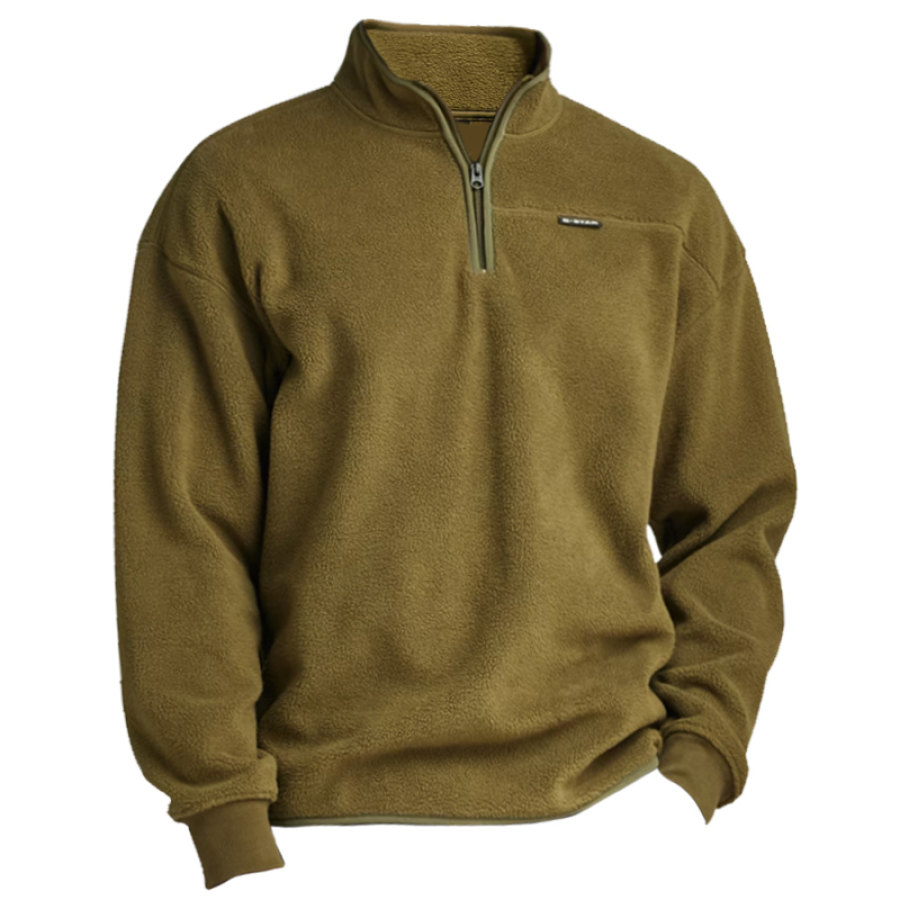 

Men's Retro Fleece Half Open Collar Sweatshirt