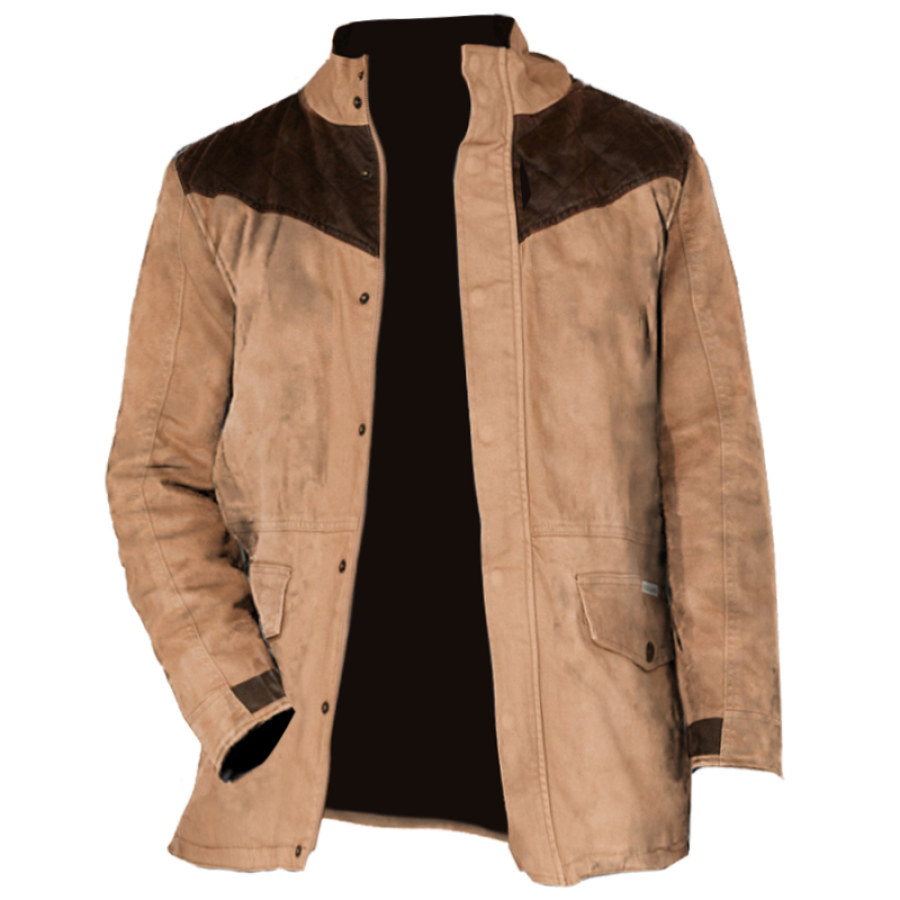 

Men's Vintage Quilted Color Block Jacket Canvas