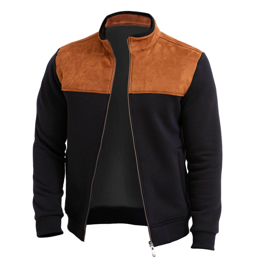 

Veste Pour Hommes Vintage Patchwork Daim Sweat Manteau