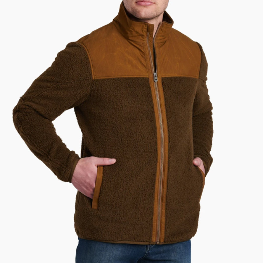 

Мужская винтажная флисовая куртка с цветными блоками