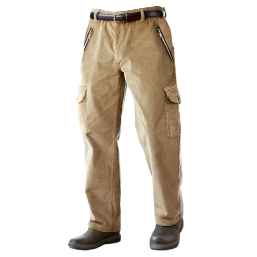 

Мужские вельветовые тактические брюки уличные брюки на молнии с несколькими карманами в стиле ретро