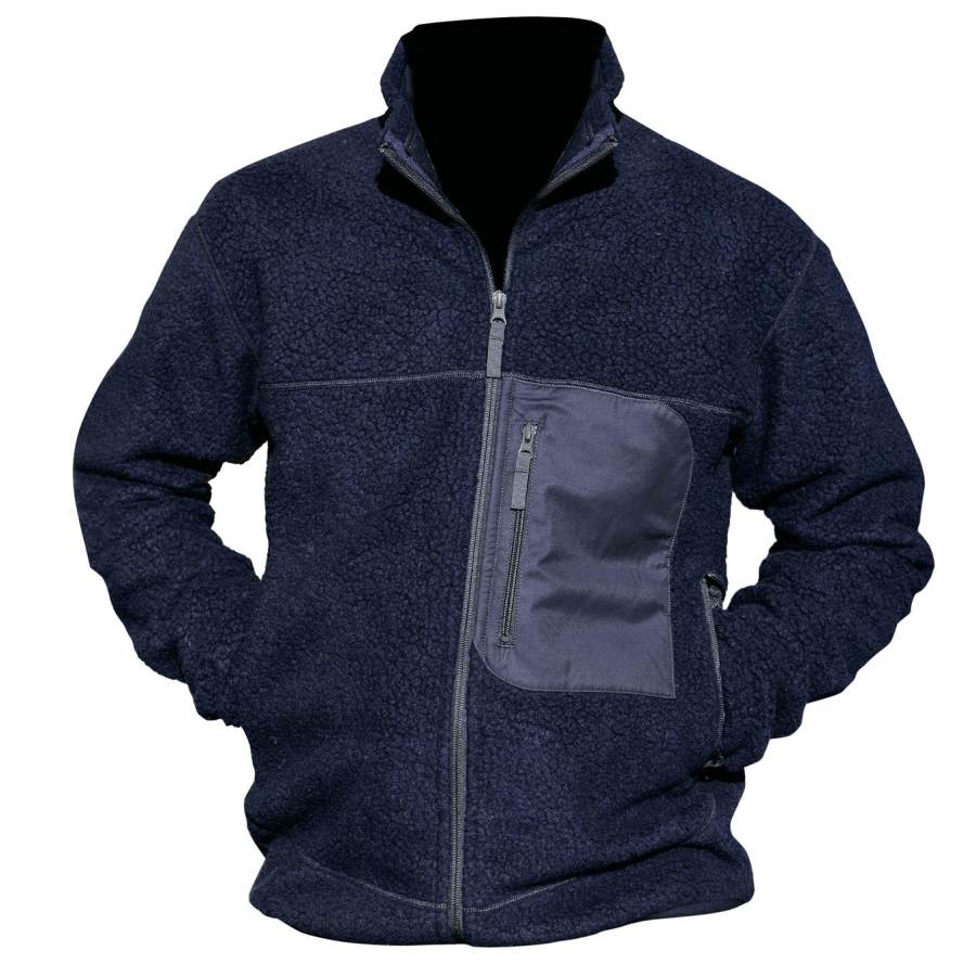 

Chaqueta De Hombre Abrigo Cálido De Forro Polar Con Bolsillo Con Cremallera Vintage