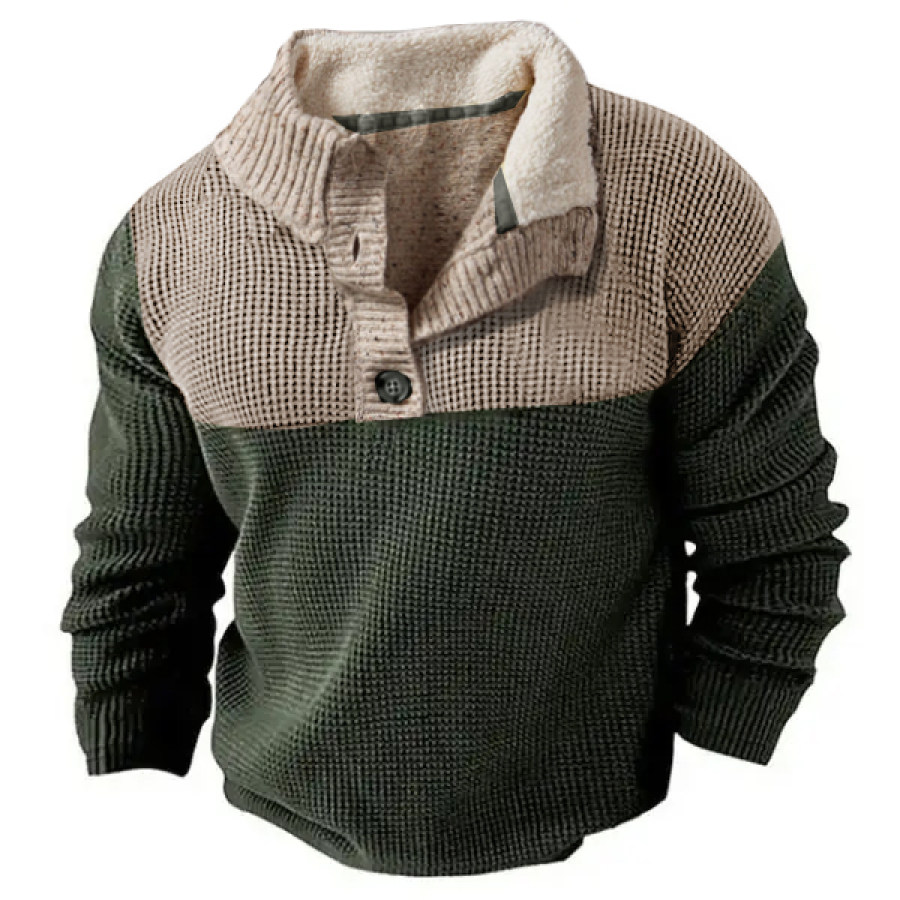 

Мужской флисовый вафельный свитер Henly пуловер уличный воротник-стойка толстый тактический топ
