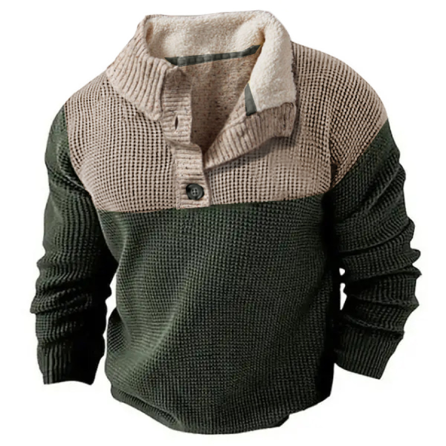 

Suéter Tipo Gofre De Forro Polar Henly Para Hombre Jersey Con Cuello Levantado Para Exteriores Top Táctico Grueso