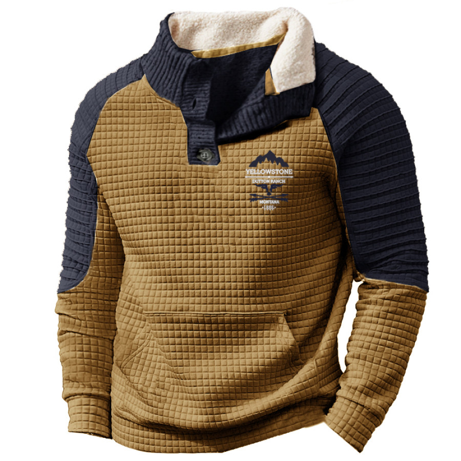 

Sudadera Tipo Gofre Con Bordado De Yellowstone Para Hombre Polo De Lana Henly Con Cuello Levantado Top Con Cuello Levantado Para Exteriores Pu Táctico Grueso