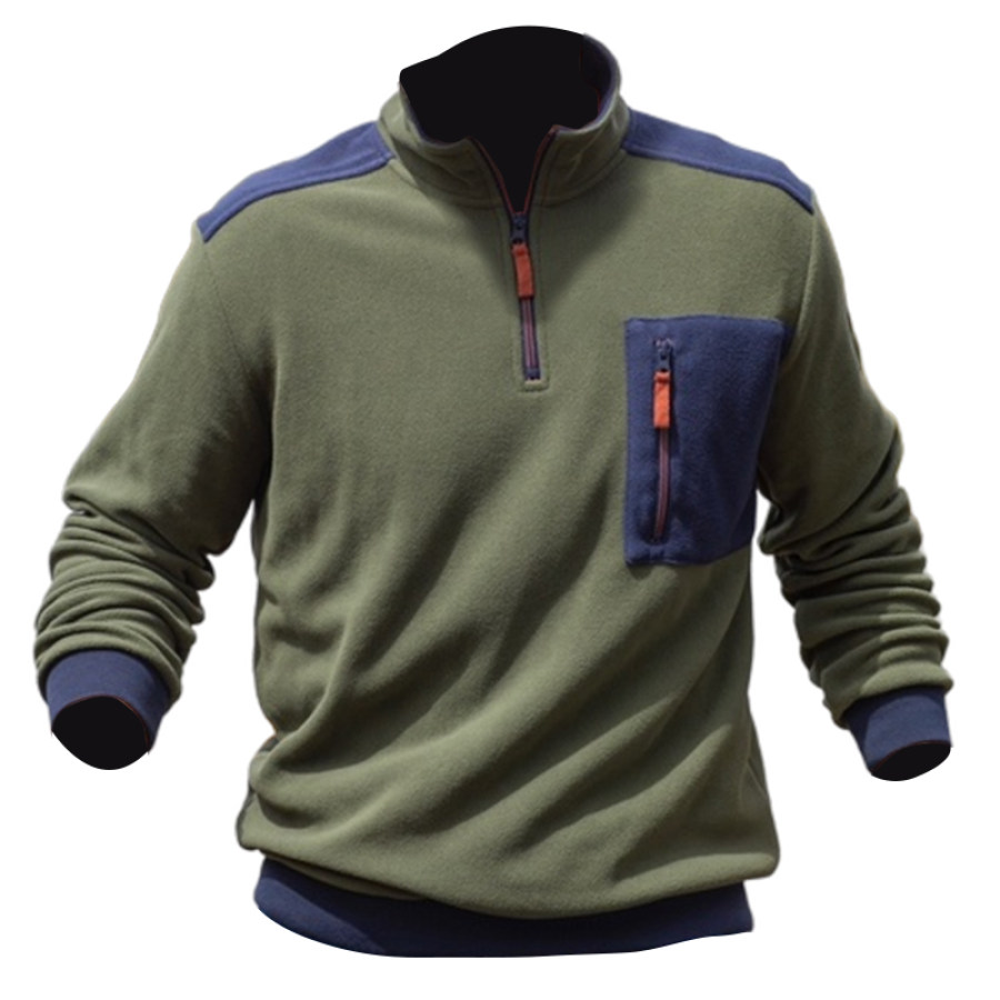 

Lässiges Outdoor-Sweatshirt Aus Polarfleece Mit Farbblock-Taschen Für Herren