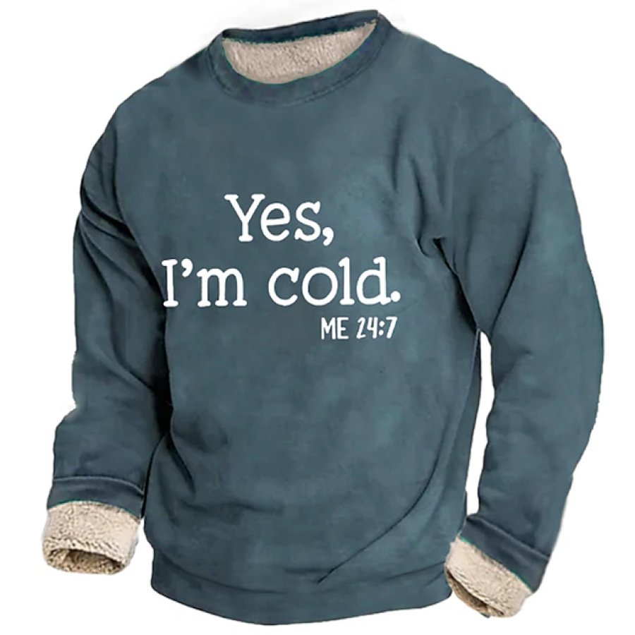 

Yes I Cold забавная повседневная мужская утолщенная флисовая толстовка спортивная осенне-зимняя дизайнерская