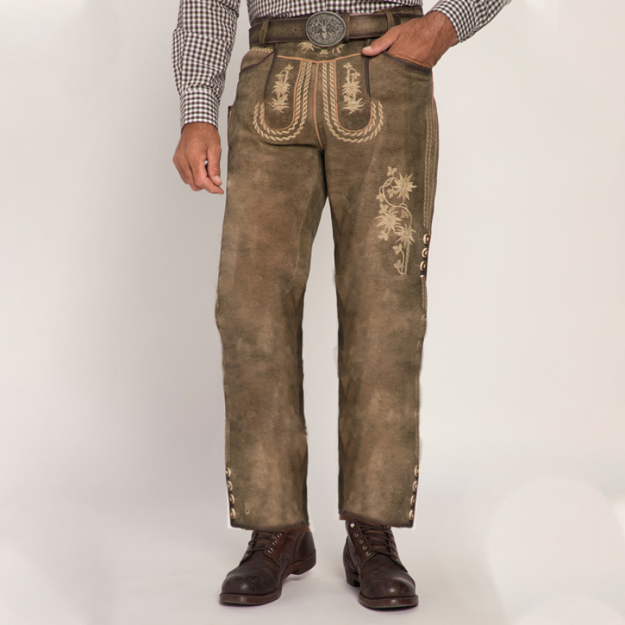 

Pantalon En Daim Brodé Ethnique Vintage Pour Hommes
