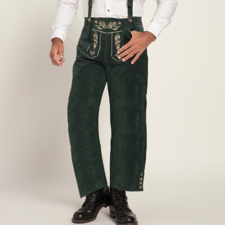 

Мужские винтажные замшевые брюки с этнической вышивкой уличный термокомбинезон