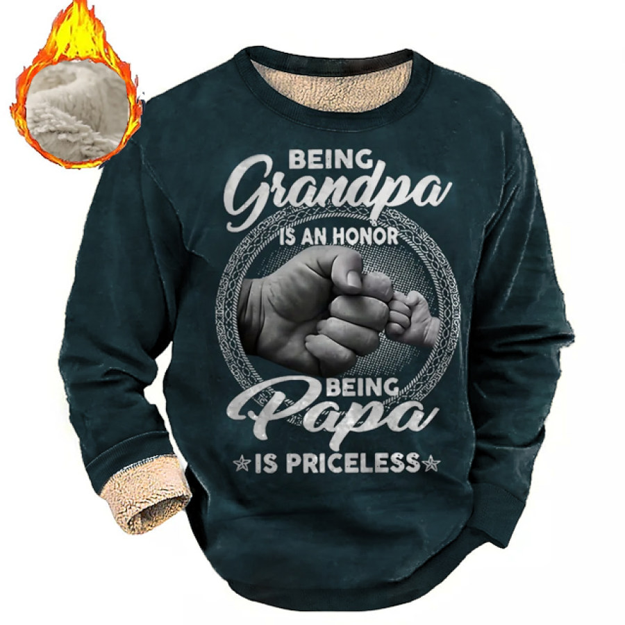 

"Being Grandpa Being Papa" Daily Casual Men's Thickened Fleece Sweatshirt Sports Fall & Winter Designer