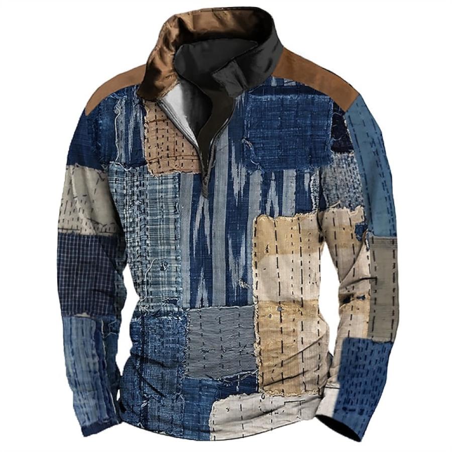 

Sudadera Para Hombre Con Estampado Gráfico De Retales Moda Deportiva Bohemia Informal Para Vacaciones Al Aire Libre Con Cremallera Cuello Levantado Sudor