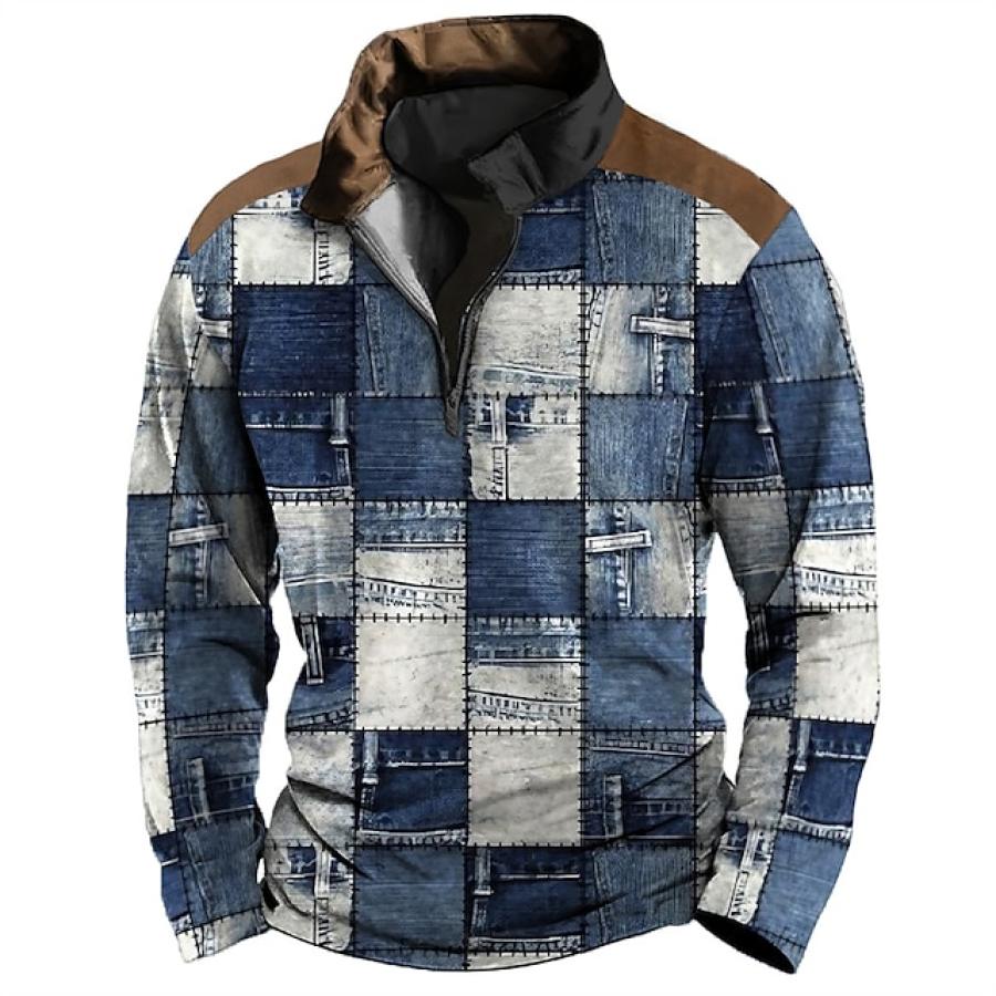 

Sudadera Para Hombre Con Estampado Gráfico De Retales Moda Deportiva Bohemia Informal Para Vacaciones Al Aire Libre Con Cremallera Cuello Levantado Sudor