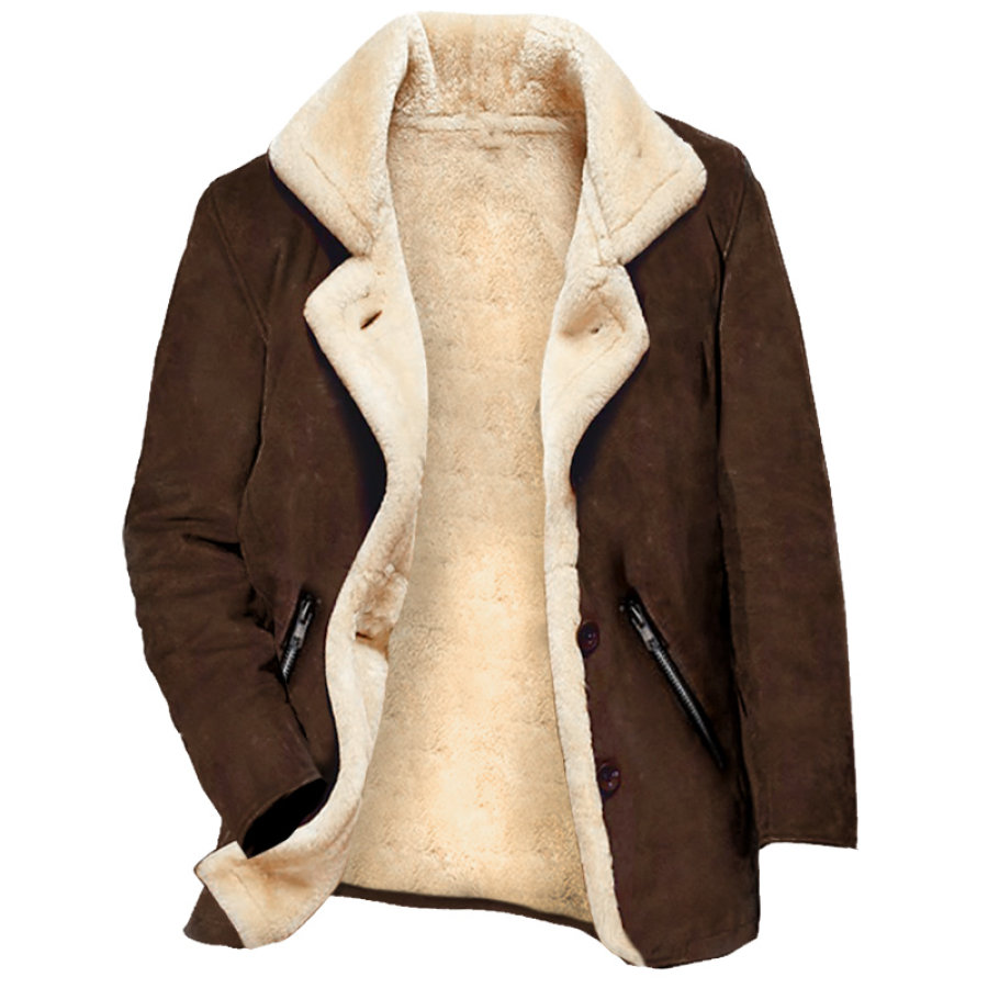 

Мужской винтажный пиджак с лацканами плюс флисовая рабочая одежда пальто средней длины