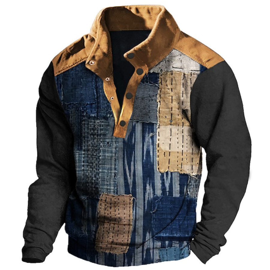 

Grafischer Farbblock-Patchwork-Druck Täglich Lässig Vintage Retro Herren-Sweatshirt Mit 3D-Druck Sport Outdoor Urlaub Urlaub