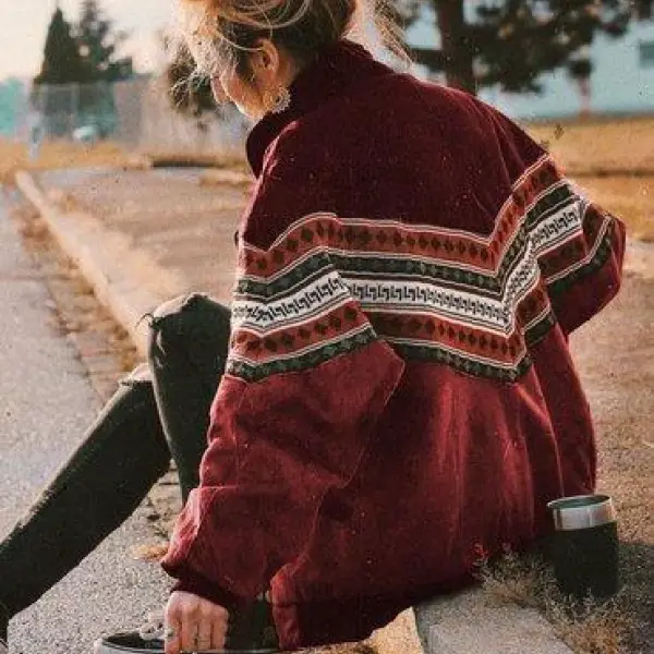 Modern A Lapel Striper Women's Cotton Jacket - Cotosen.com
