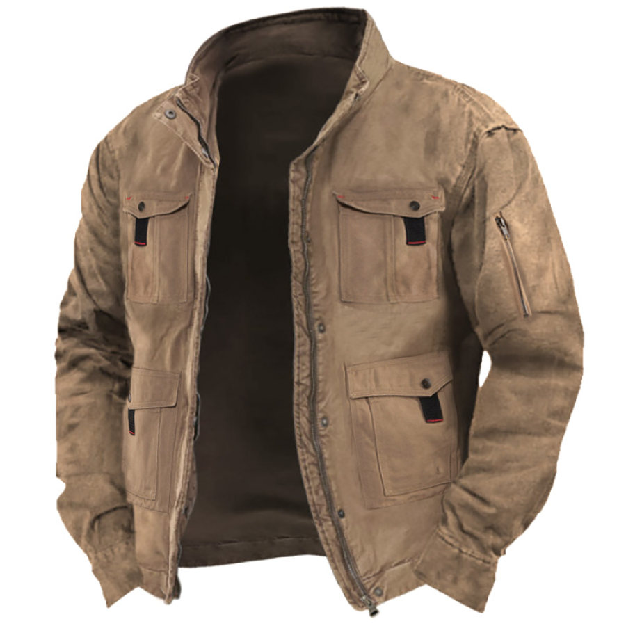 

Herren-Vintage-Outdoor-Jacke Mit Mehreren Taschen