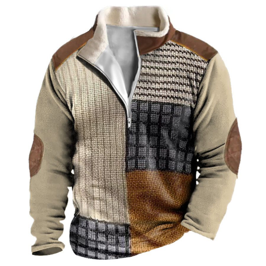 

Hombre Sudadera Vintage Estampado 3D Bloques Festival Festivos Cremallera Cuello De Felpa Bloques Diario Tops