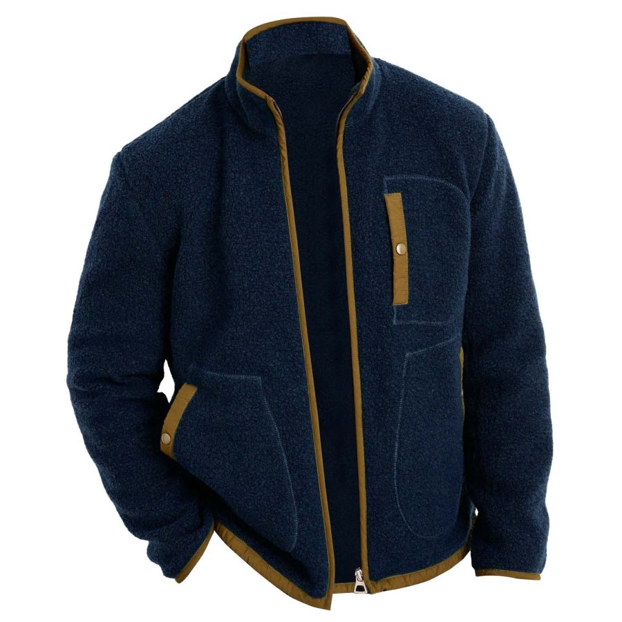 

Chaqueta De Color De Contraste Gruesa Y Cálida De Forro Polar Vintage Para Hombre