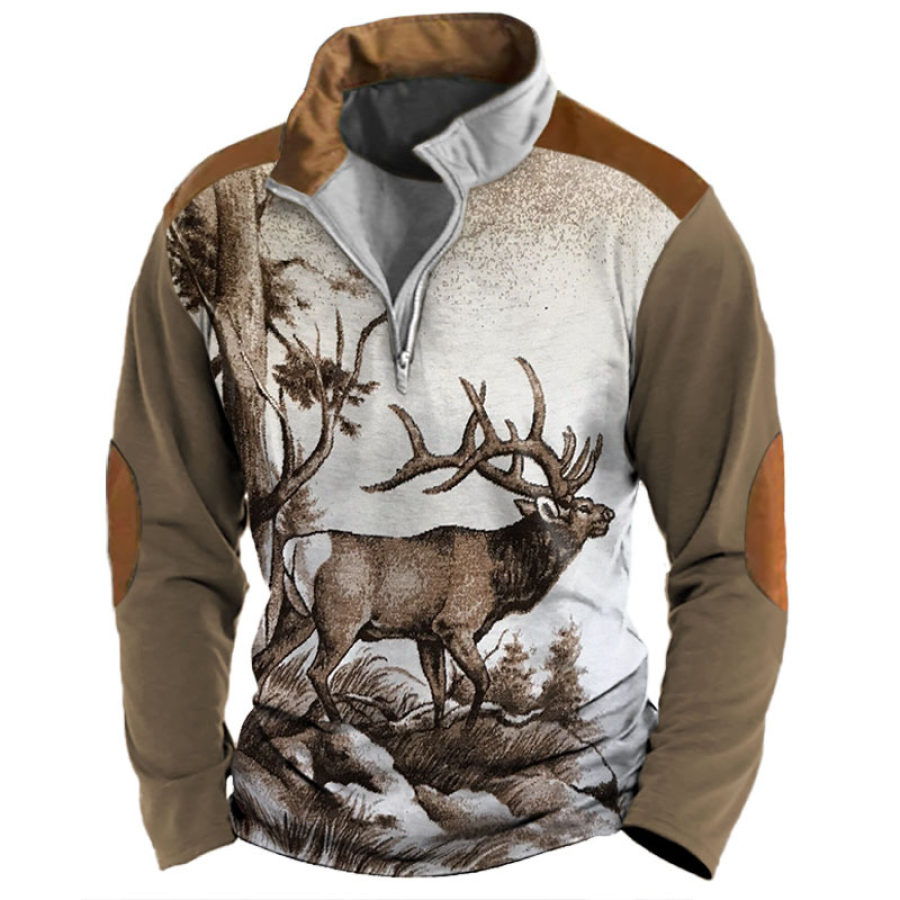 

Herren Sweatshirt Quarter Zip Deer Hunting Vintage Daily Tops