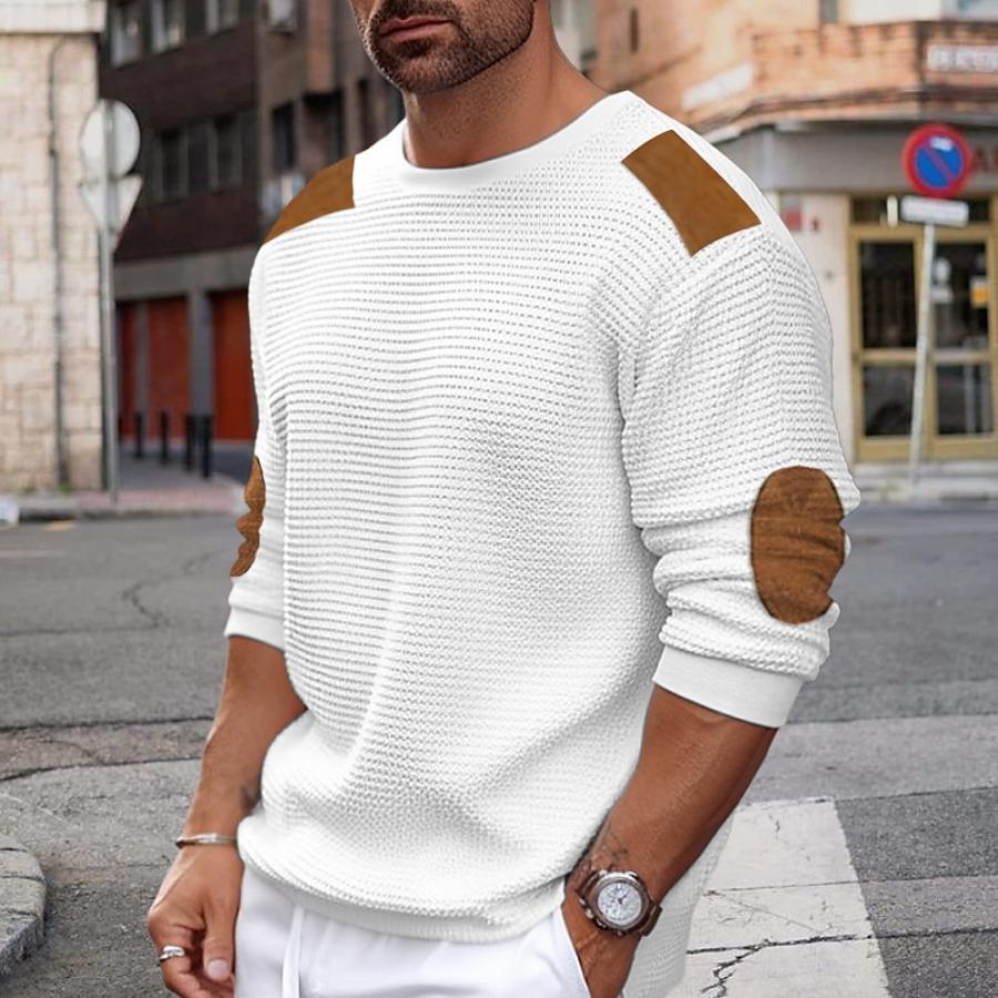 

Herren-Pullover Mit Waffelstrickmuster Gerippter Rundhalsausschnitt Hält Warm Modern Zeitgenössisch Für Den Täglichen Gebrauch Ausgehen Kleidung