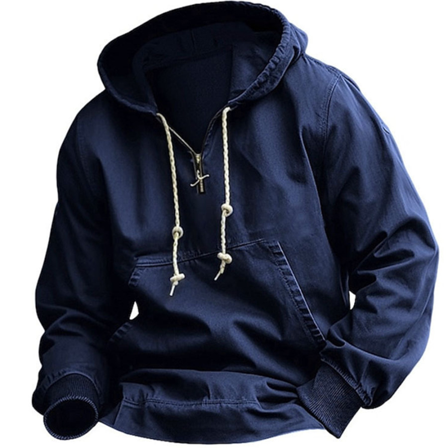 

Men's Outdoor Solid Color Zipper Hooded Cotton Workwear Sweatshirt