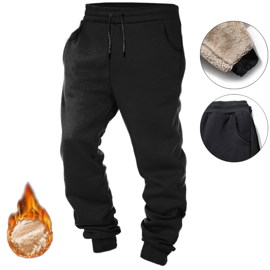 

Pantalones Deportivos Informales Con Bolsillo Y Nueve Puntos Engrosados De Forro Polar Para Hombre