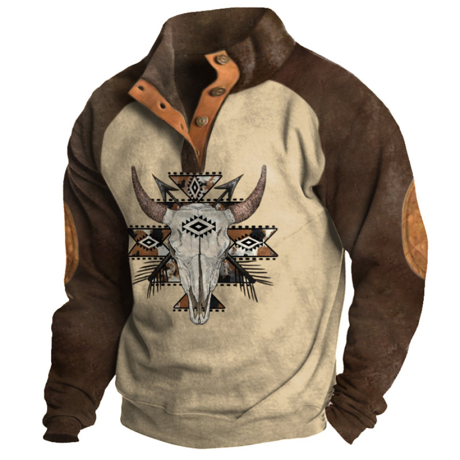 

Sudadera Informal Con Cuello Levantado Y Manga Raglán Para Exteriores Occidental Para Hombre