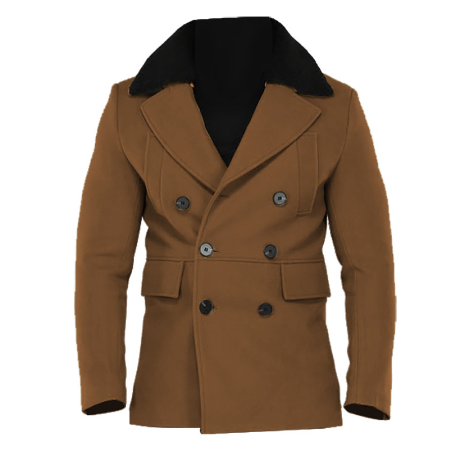 

Veste En Peau De Mouton Pour Hommes Manteau Chaud à Double Boutonnage En Laine Vintage