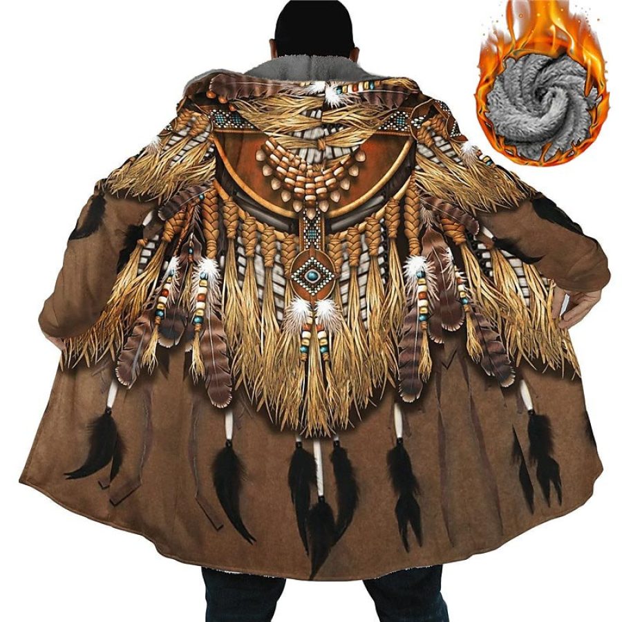 

Мужская индейская уличная повседневная одежда теплое флисовое винтажное праздничное пальто с карманом на молнии и капюшоном