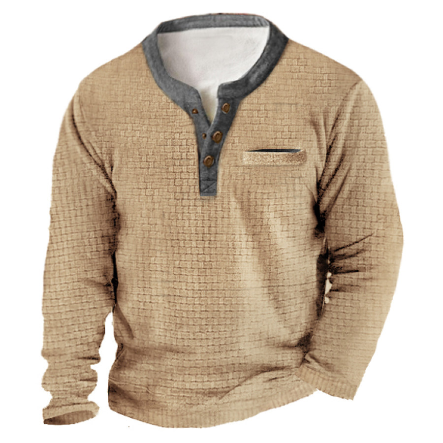 

Sudadera Henly Waffle Para Hombre Con Cuello Levantado Y Parte Superior Táctica Gruesa