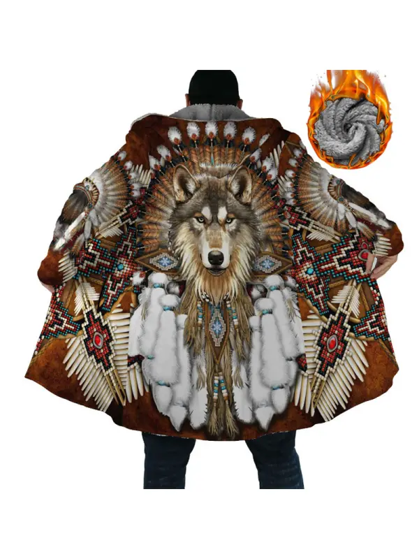 Wolf Native American Veste Polaire Pour Homme Sports De Plein Air Quotidien Chaud Fermeture Éclair Poche Manteau - Maxizero.chimpone.com 