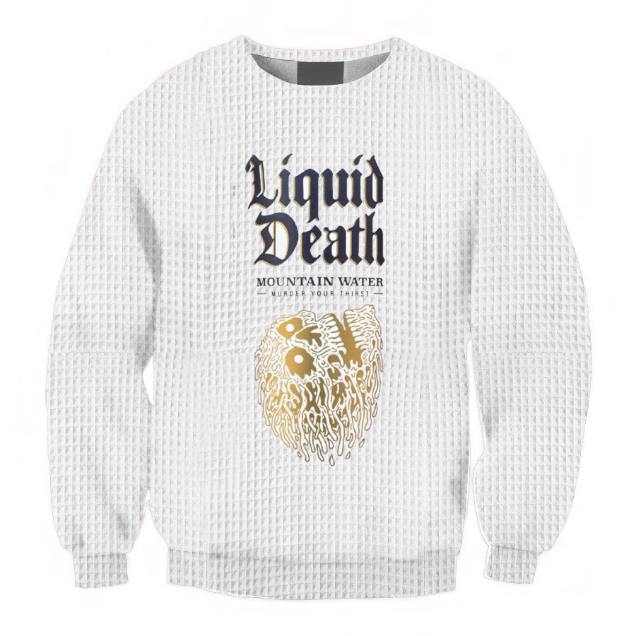 

Liquid Death Still Mountain Water Waffle Print Unisex Oversized Sweatshirt