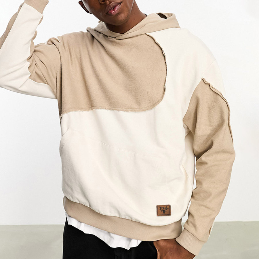 

Lässiger Langärmliger Kapuzenpullover Für Herren Im Farbblockdesign