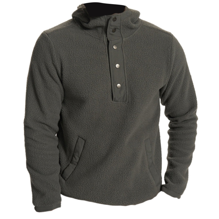 

Sudadera Con Capucha Informal Con Cuello Medio Abierto De Forro Polar Para Hombre