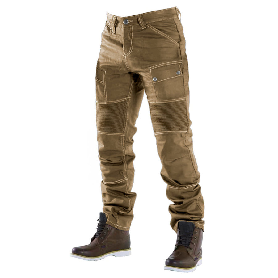 

Pantalon De Moto Pour Hommes En Plein Air Vintage Matelassé Décontracté Pantalon Quotidien