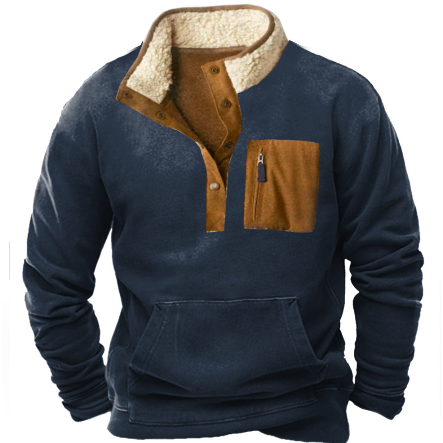 

Sweat-shirt à Col Montant Et Poche Vintage Pour Hommes