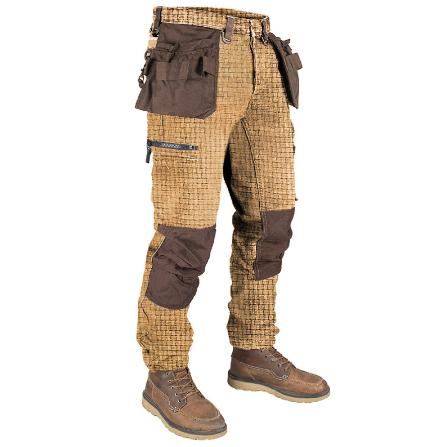 

Taktische Herren-Hose Mit Dicker Waffelmuster Outdoor Lässig Thermo-Sport-Jogginghose Mit Multifunktionaler Tasche