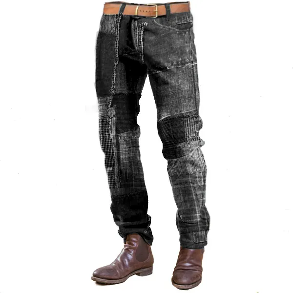 Patchwork Design Boro Print Men Vintage Corduroy Trousers Quilted ...