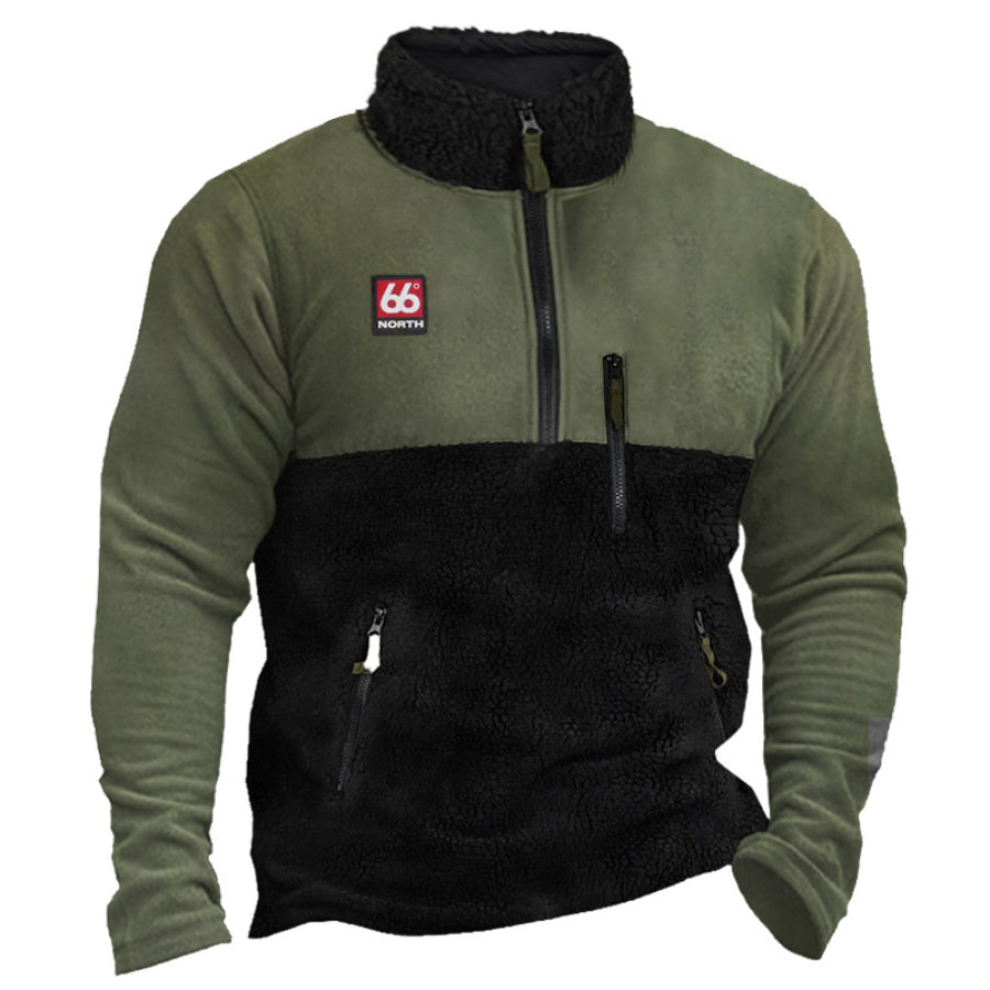 

Sudadera Con Cuello Medio Abierto Y Bolsillo Con Cremallera Para Aventuras Al Aire Libre Polar Vintage Para Hombre
