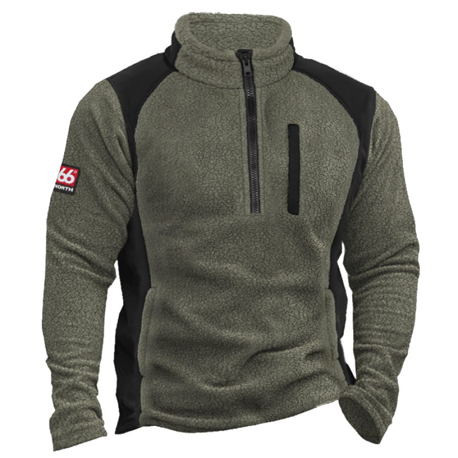 

Sudadera Con Cuello Medio Abierto Y Bloques De Color Para Aventuras Al Aire Libre Polar Vintage Para Hombre