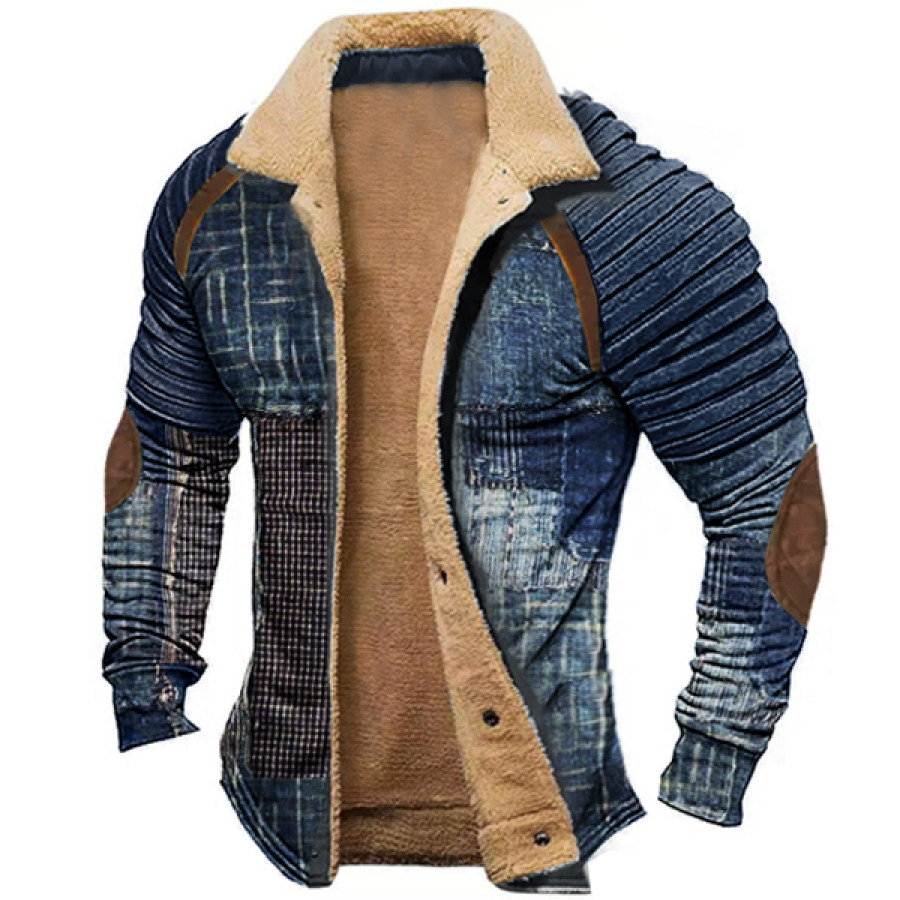 

Ellenbogen Patches Männer Dicke Fleece Fleece Shirt Jacke Outdoor Casual Revers Mäntel